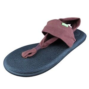 Sanuk Yoga Sling 2 Women Thong Sandal Shoes Brown Fabric Size 10 Medium